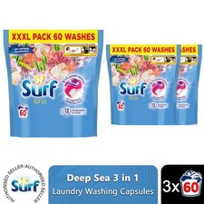 Surf 3 in 1 Laundry Washing Detergent Capsules Deep Sea, 180 Washes