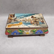 Austrian Gerlos Painted Music Box Reuge Swiss Musical Movement The Blue Danube 