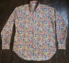 Vtg 90s MENS LIBERTY PRINT Floral Bright Cotton Longer At Back Shirt 44” Chest L