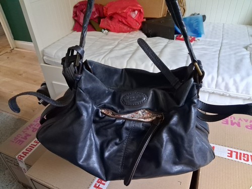 Lancel black leather front - black,
