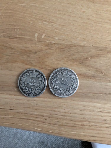 Pair silver shilling coins - silver,