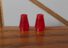 TRANS RED 1x1 round cone brick, genuine LEGO spare part 4589 x2