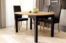 Lukas Black And Oak Effect Round Extending Dining Table Dining Room Furniture