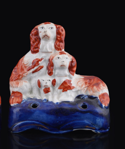 Antique staffordshire spaniels - staffordshire,