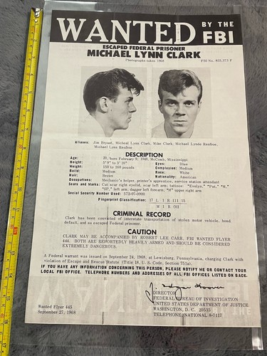 Original 1968 fbi wanted - original,