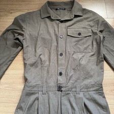 Trendy Zara Utility Boiler Suit / Jumpsuit - Khaki/Taupe Size L-XL