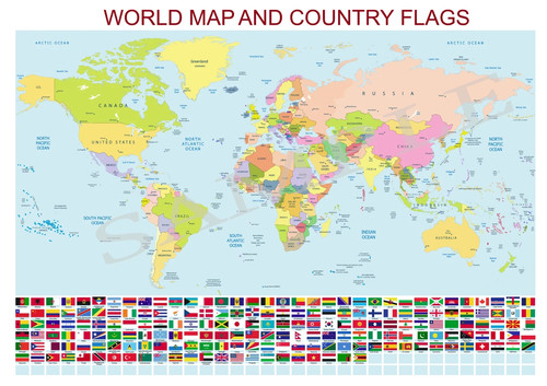 World map country flags - world,
