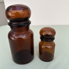 2 Vintage Amber Brown Glass