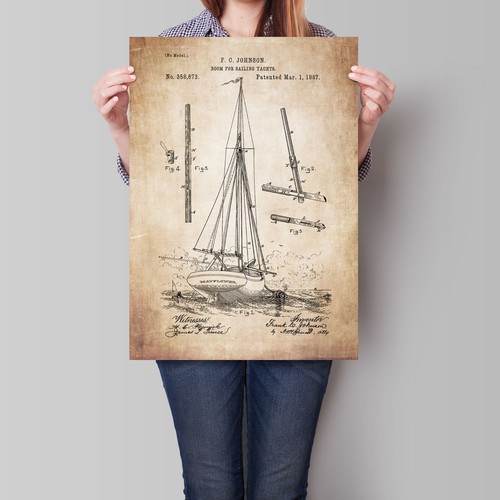 Sailing poster boom - boom, yacht