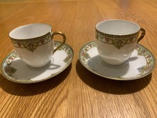 Johann Haviland Waldershof  Antique German Hand Painted Demitasse Cups & Saucers