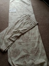 Curtains - Fully lined in cream with beige leaf pattern. 56" wide x 90"drop