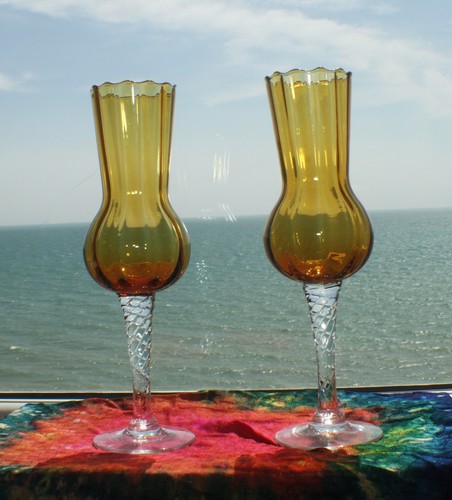 Pair vintage empoli - amber, &