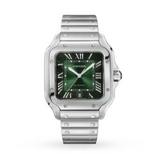 Santos De Cartier WSSA0062 Large Green Dial Interchangeable Leather Strap