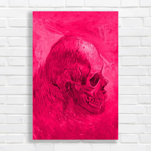 Abstract skull pink canvas - abstract,
