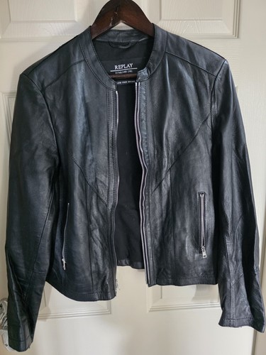 Replay black leather - leather, jacket