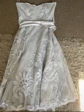 Coast Satin/silk Special Occasion Corset Dress Size 10 Silver Xmas