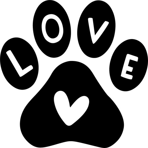 Love paw print vinyl - love,