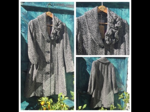 Womens coat black tweed - coat,
