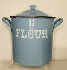 Vintage Enamel Storage Bin/Container Beautiful Blue Colouring 9.5”
