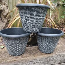 Set 3 Plant Pots Plastic Round