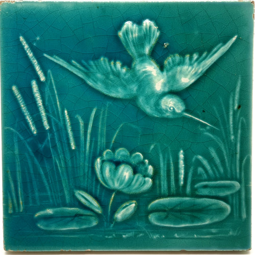Victorian fireplace tile blue - tile,