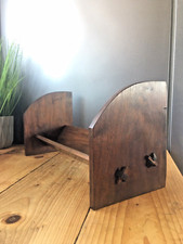 ANTIQUE WOODEN OAK GOTHIC DESK LIBRARY BOOK STORAGE STAND TROUGH RACK SHELF