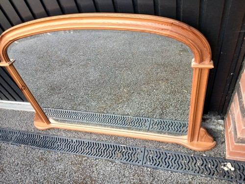 Solid pine overmantle mirror - solid, mirror.
