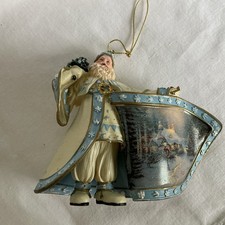 Christmas Hanging Santa Ornament  Franklin Mint Thomas Kinkade
