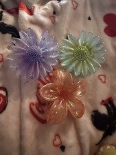 Set Of Three Flower Hair Clips