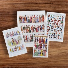 1920s Antique History of Costumes Clothes Dress Fashions Book Art Print Pictures