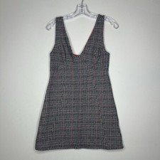 Topshop Dress Size UK 10 Sleeveless mini Pinafore Dogtooth Tartan Check