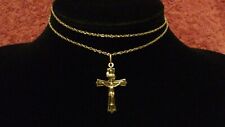GOTHIC UNISEX 9CT 375 SOLID YELLOW GOLD CRUCIFIX CROSS & 22" CHAIN NECKLACE*****