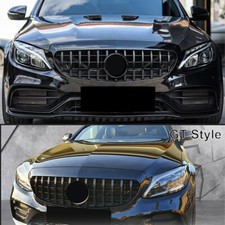 FOR 2014-18 MERCEDES C CLASS W205 PANAMERICANA GT STYLE BLACK FRONT GRILL GRILLE