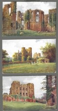 Vintage artist signed postcards x 3 W.W. Quatremain all of Kenilworth Castle.