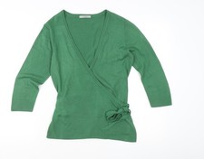 Marks and Spencer Women’s Green Wrap Jumper Size 12 Cotton Modal