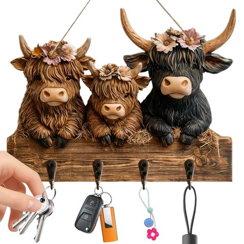 Highland cow coat rack wall - cow,