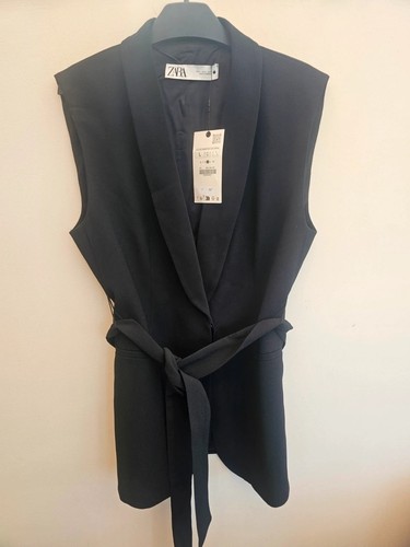 Zara black belted - belted, sleeveless