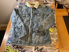 Levi's Sherpa men's denim trucker jacket XL mid blue 🔥