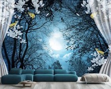 Natural Scenery Peaceful Night Wallpaper Mural Removeable Washable Peel & Stick
