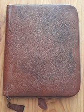 Vintage Chestnut Leather Zip Fastening Writing Case