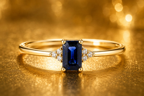 Sapphire emerald cut solitaire - emerald,