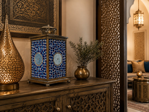 Blue mosaic lantern - mosaic, moroccan