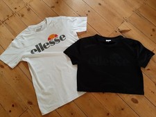 EUC Womens 2 ELLESSE Classic Tee & Cropped Top Active Wear Sports UK 10 & Small