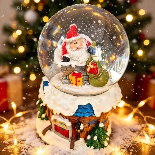 Santa chimney snow globe - globe,