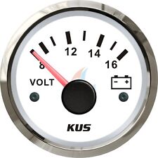KUS Voltmeter Boat Battery Gauge Car Truck Marine Volt Indicator Range 8-16V