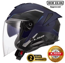 LS2 OF618 VERSO II DUAL VISOR OPEN FACE MOTORCYCLE BIKE CRASH HELMET NAVY BLUE