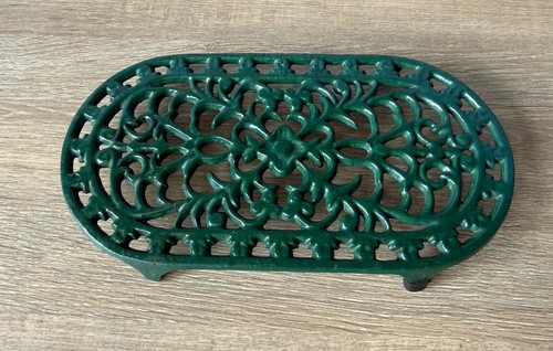 Vintage green cast iron - iron, oval