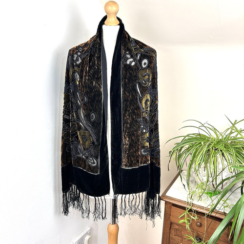 Vintage velvet devore scarf - devore,