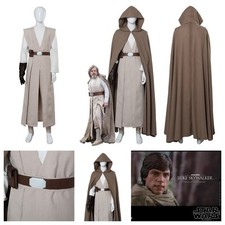 Star Wars 8 The Last Jedi Luke Skywalker Cosplay Costume Brown Outfit Cape Cloak