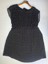 H&M Mama Maternity Dress Size XL Midi Length Black White Heart Print Sleeveless